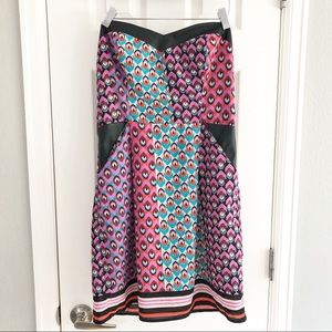 Love, Fire Mixed Print Strapless Dress